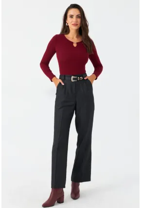 Kadın Antrasit Beli Lastikli Pantolon ELA6782