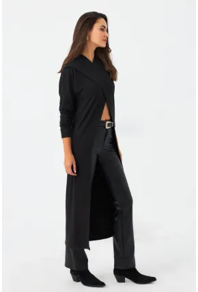 Kadın Antrasit Kapüşonlu Kruvaze Tunik Elbise TF39