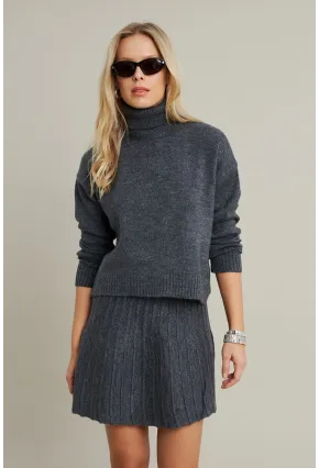 Kadın Antrasıt Pileli Etekli Alt Üst Takım ELT12001