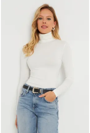 Kadın Balıkçı Bluz Beyaz AYD290