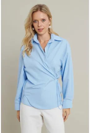 Kadın Bebe Mavi Bağlama Detaylı Gömlek ZER418