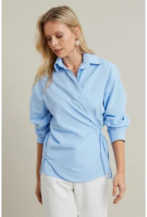 Kadın Bebe Mavi Bağlama Detaylı Gömlek ZER418