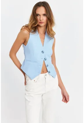 Kadın Bebe Mavi Keten Astarlı Yelek TW60046