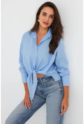 Kadın Bebe Mavi Önü Bağlamalı Gömlek ZER417