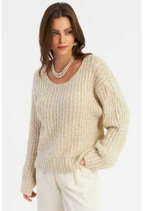 Kadın Bej Parlak Kazak KAZ25