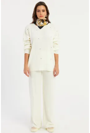 Kadın Bej Taşlı Alt Üst Takım MYİL10