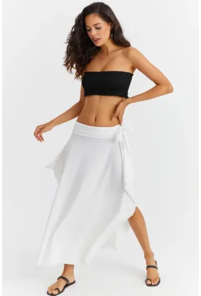 Kadın Beyaz Asımetrık Etek LV52