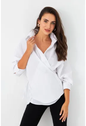 Kadın Beyaz Bağlama Detaylı Gömlek ZER418