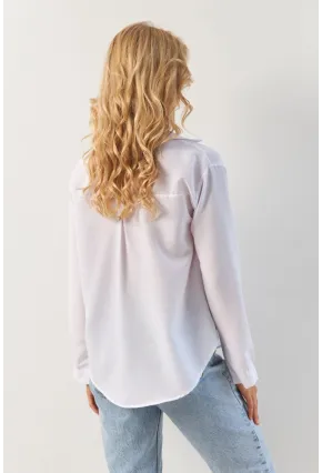 Kadın Beyaz Basic Gömlek HNT02
