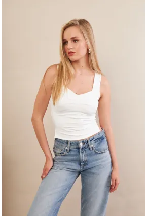 Kadın Beyaz Büzgülü Bluz FLU325