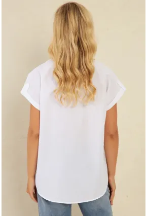 Kadın Beyaz Cepli Gömlek ZER410