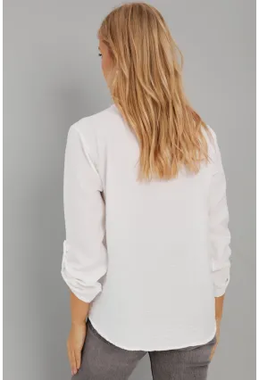 Kadın Beyaz Düğmeli Bluz BR1320