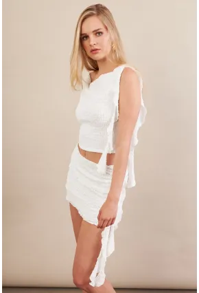 Kadın Beyaz Fırfırlı Dantel Takım EV112