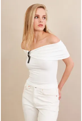 Kadın Beyaz Kemer Detaylı Bluz FRY2316