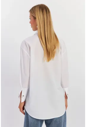 Kadın Beyaz Metal Detaylı Gömlek ASF13