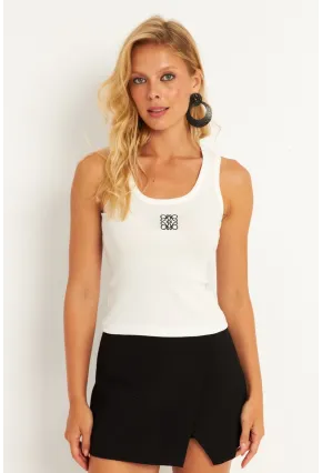 Kadın Beyaz Nakışlı Kaşkorse Bluz MK17