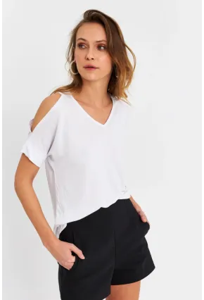 Kadın Beyaz Omuzları Açık Bluz BR1329