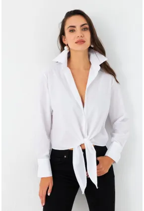 Kadın Beyaz Önü Bağlamalı Gömlek ZER417