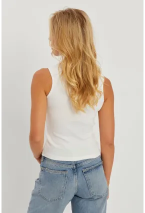 Kadın Beyaz Polo Yaka Kaşkorse Bluz MK10