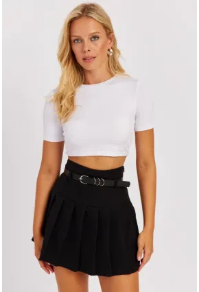 Kadın Beyaz Sırt Dekolteli Crop Bluz CY450