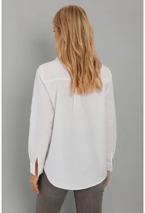 Kadın Beyaz Taş Detaylı Gömlek ZER402