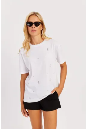 Kadın Beyaz Taşlı Bluz SGT401
