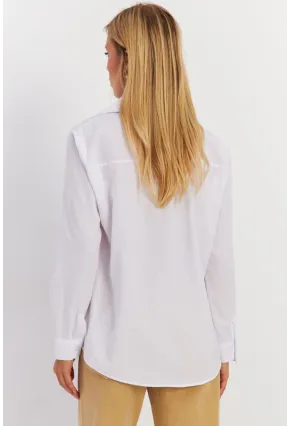 Kadın Beyaz Taşlı Gömlek MZER412