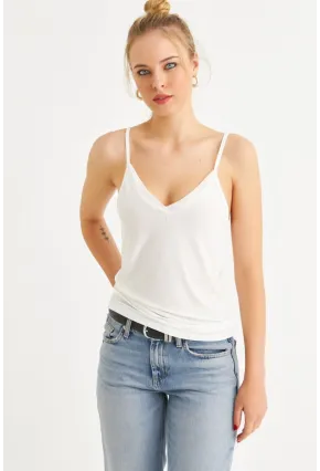 Kadın Beyaz Tül Şeritli Atlet LPP1024