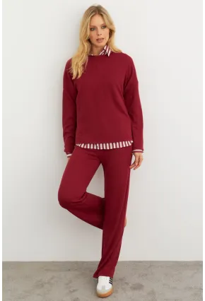 Kadın Bordo Alt Üst Pantolon Takım MTF28