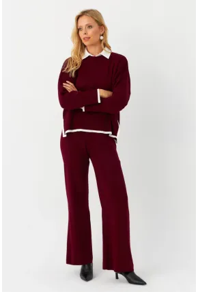 Kadın Bordo Alt Üst Triko Takım  MYİL12
