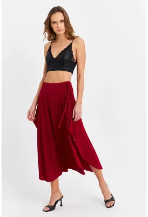Kadın Bordo Asimetrık Etek LV52 LV52