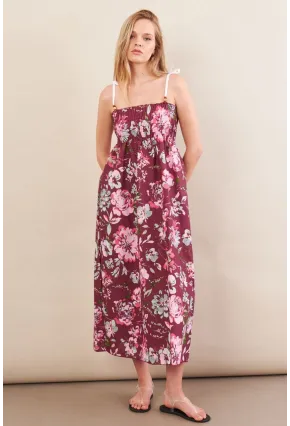 Kadın Bordo Askılı Gipeli Midi Elbise OR500