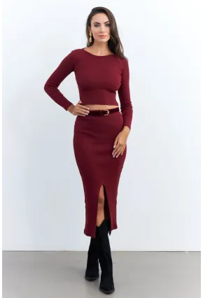 Kadın Bordo Basic Kaşkorse Alt- Üst Takım XL2042