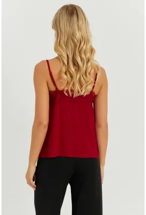 Kadın Bordo Dantel Detaylı Atlet AYD265