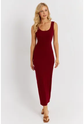 Kadın Bordo Kaşkorse Midi Elbise MK26
