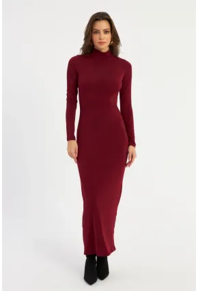 Kadın Bordo Maxi Elbise MLİK100