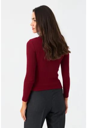 Kadın Bordo Önü Damla Kaşkorse Bluz GA100