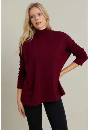 Kadın Bordo Salaş Triko Bluz YV289