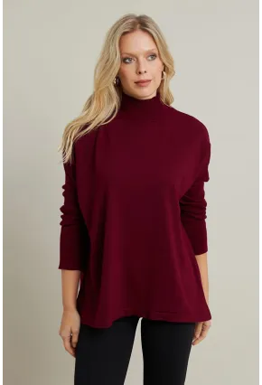 Kadın Bordo Salaş Triko Bluz YV289