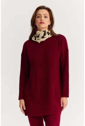 Kadın Bordo Triko Alt Üst Takım NUV9