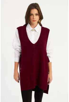 Kadın Bordo Triko Süveter MYV103