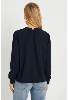 Kadın Bürümcük Bluz Lacivert AYD274