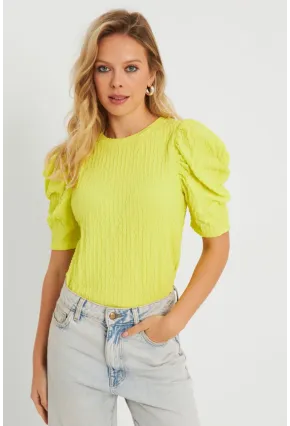 Kadın Bürümcük Bluz Neon Sarı AYD282