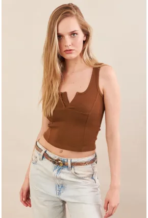 Kadın Camel Agraflı Kısa Bluz ZH167