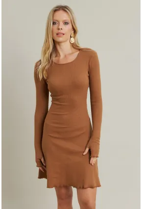 Kadın Camel Bağlamalı Kaşkorse Mini Elbise FRY2175