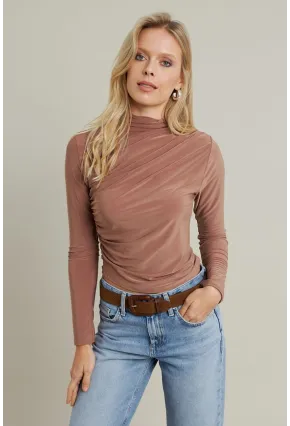 Kadın Camel Büzgülü Bluz ELT3568