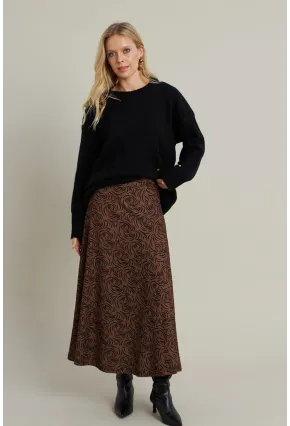 Kadın Camel Desenli Çan Etek MLON3007