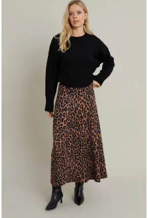 Kadın Camel-İndigo Desenli Çan Etek MLON3007