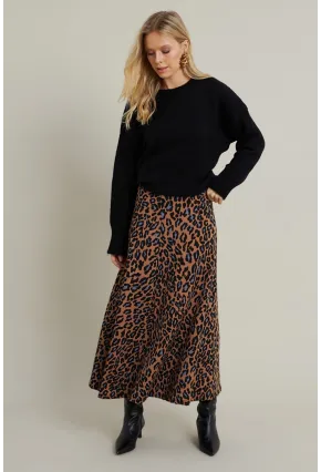 Kadın Camel-İndigo Desenli Çan Etek MLON3007
