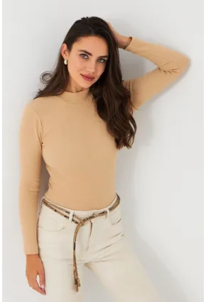 Kadın Camel Kaşkorse Basic Bluz AYD389